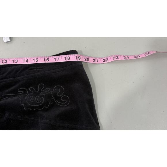 Route 66 Black Velvet Mini Skirt Lace Up Western Y2K Vintage Stretch Size 16 - Picture 4 of 5